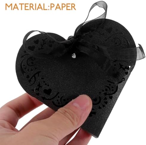 HOMSFOU Heart Shape Wedding Favor Boxes with Ribbons