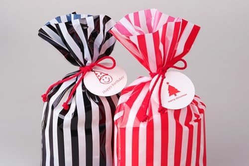 ZOOYOO Black Stripes Cellophane Treat Bags 50 Pack