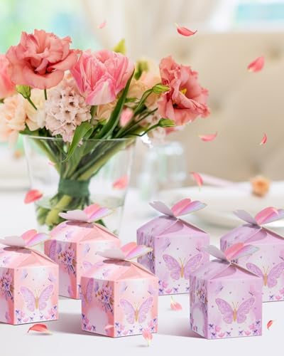 Liobelon 48 Pcs Mini Butterfly Gift Boxes for Parties