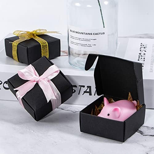Nignya 100 Pcs Black Mini Gift Boxes Square Kraft Paper Favor Boxes