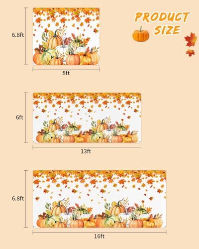 Thanksgiving Pumpkin Maple Leaves Garage Door Cover 7x8ft