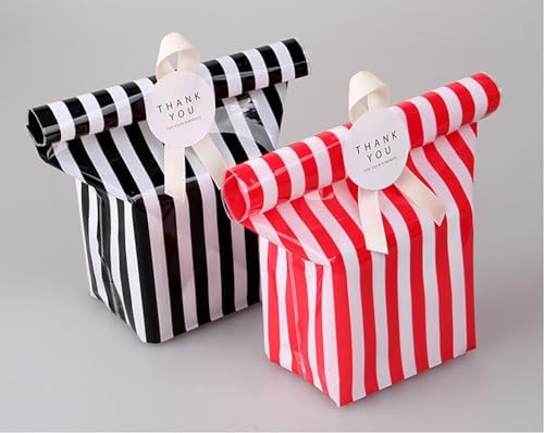 ZOOYOO Black Stripes Cellophane Treat Bags 50 Pack
