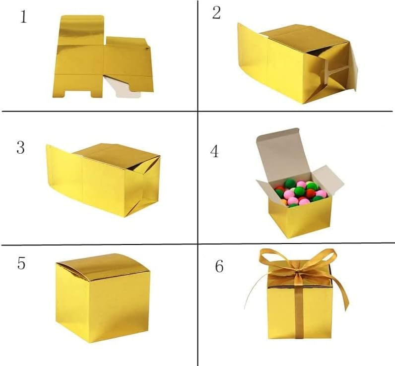 KUPOO 50PCS Small Gift Boxes with Ribbons Black