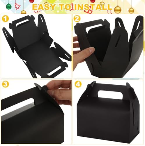 ABuff 50 Pack Black Gable Treat Boxes for Party Favors