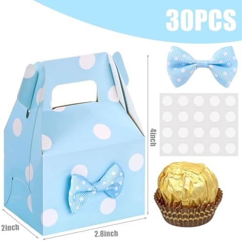 VGOODALL 30PCS Blue Polka Dot Favor Boxes