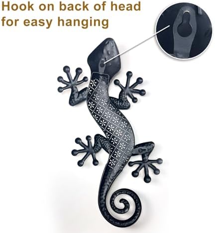 LIFFY Gecko Metal Wall Art 2 Pack 15 Inch Decor