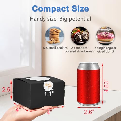 Shallive 4-Inch Cookie Boxes 25 Pcs Black Gift Box