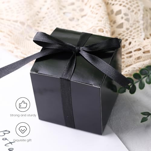 VGOODALL 50PCS Black Kraft Gift Boxes with Ribbon