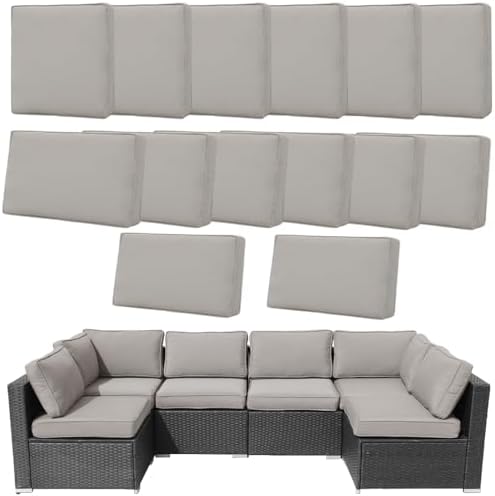 14Pcs Outdoor Cushion Covers with Zipper for 6-Seater Patio Set