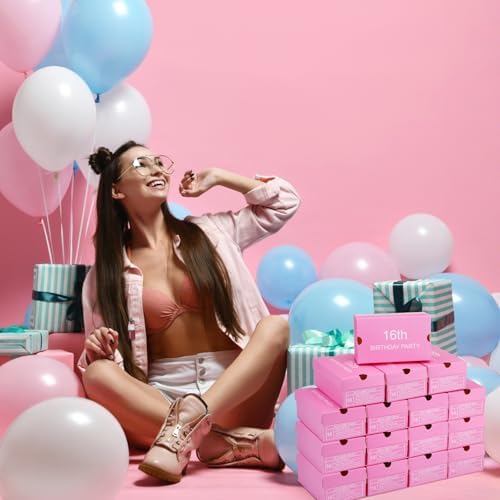 Gueevin 24 Pcs Mini Sneaker Gift Boxes Pink Party Decorations