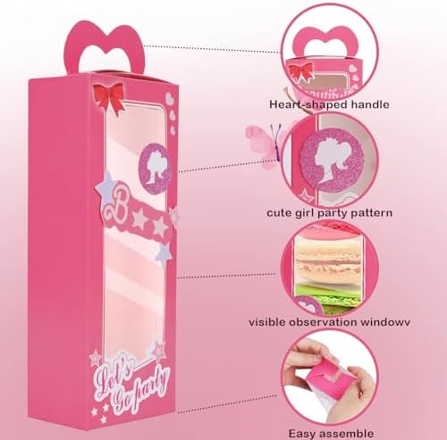 LANMAO 30pcs Pink Party Favor Boxes for Princess Parties