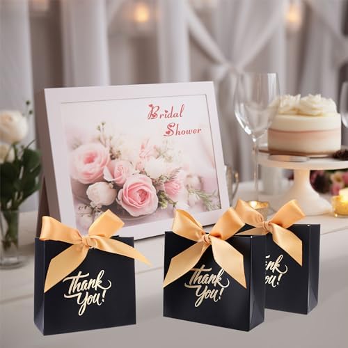 Yoption 50 Pcs Wedding Favor Boxes with Gold Bow
