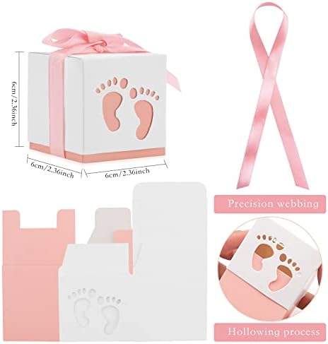 100 Pack Baby Shower Favor Boxes with Ribbon
