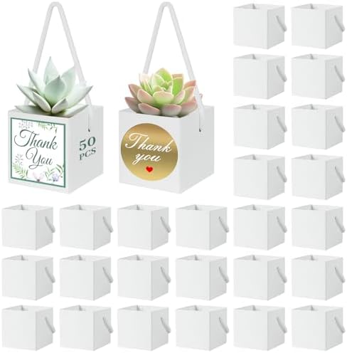 LawnIdyll 50 Pcs Succulent Wrap Bags with Thank You Stickers