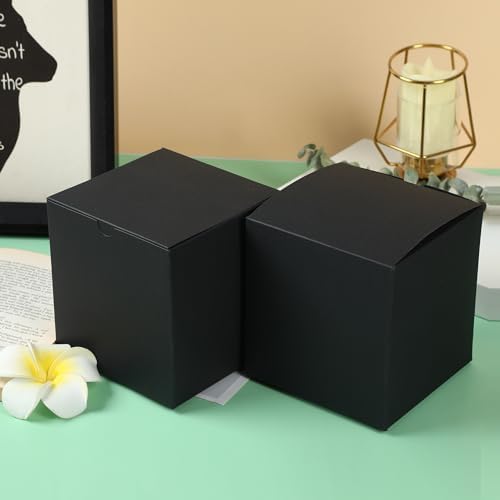 SHIPKEY 10 Pcs Black Cardboard Gift Boxes with Lids