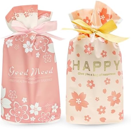 Bomvabe 20 Small Gift Bags with Drawstring 9 x 6 Pattern Blossom