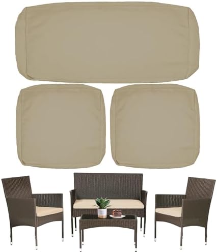 Sqodok 3 Pack Waterproof Cushion Covers for Wicker Rattan Furniture