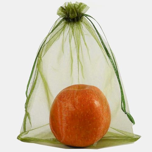 100pcs Organza Pouch Bags with Drawstring Moss Green