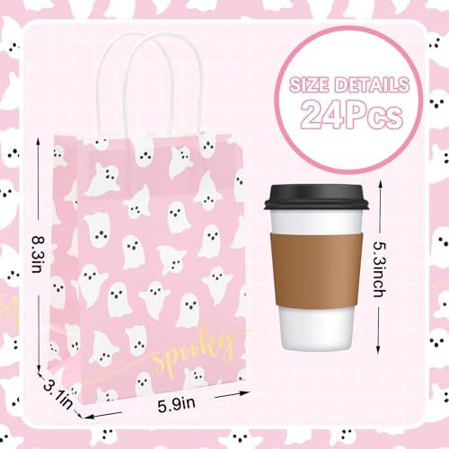 JarThenaAMCS 24Pcs Halloween Paper Gift Bags with Handles