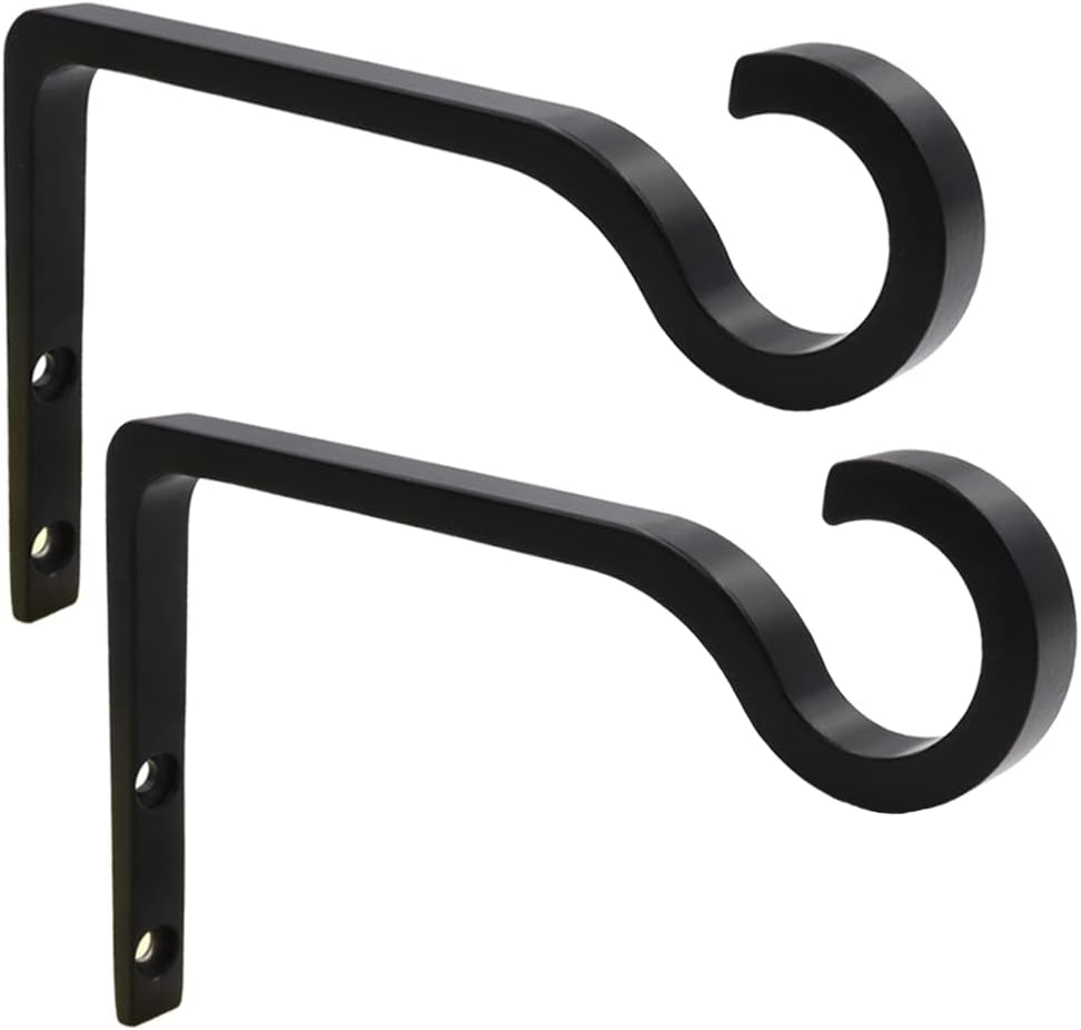 QIEGL 6 Inch Metal Plant Hook 2 Pack Black