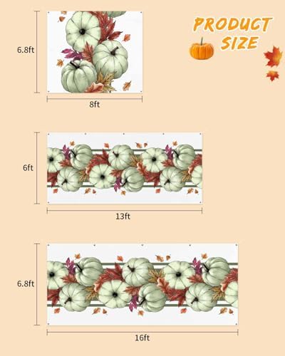 Thanksgiving Sage Green Pumpkin Garage Door Cover 7x8ft