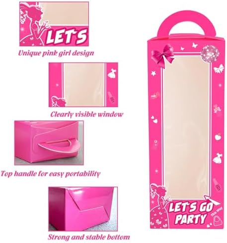 20 Pack Hot Pink Party Favor Boxes with Handles