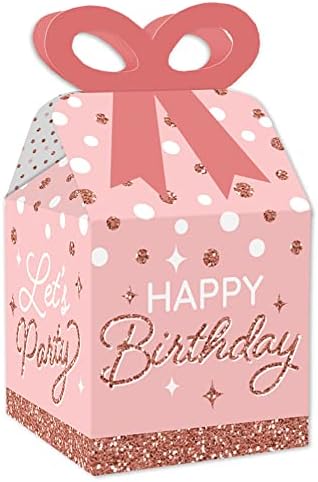 Big Dot of Happiness Pink Rose Gold Birthday Bow Boxes Set of 12