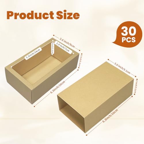 30 Pieces Kraft Paper Gift Boxes for Events and Packaging