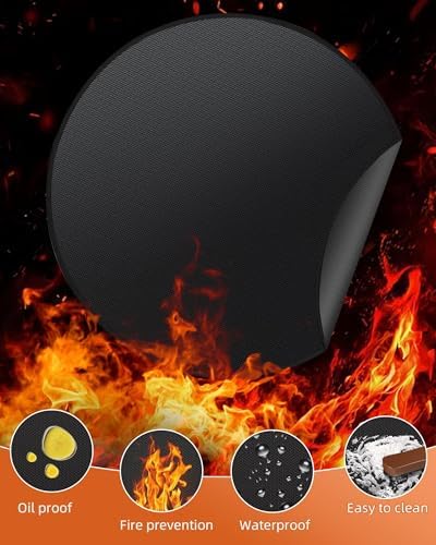 Round BBQ Grill Mat 48 Inch Double-Sided Fireproof Pad