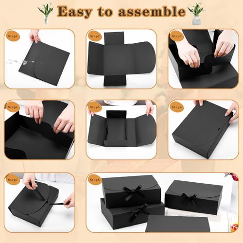 15 Pack Black Gift Boxes with Lids for Wedding and Party