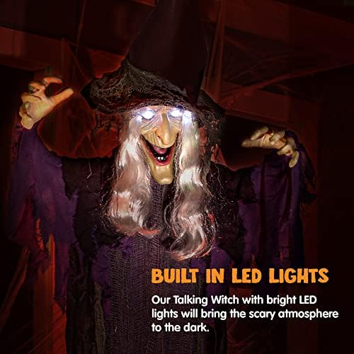 JOYIN 72 Inch Halloween Witch Decor Light Up Sound Activated