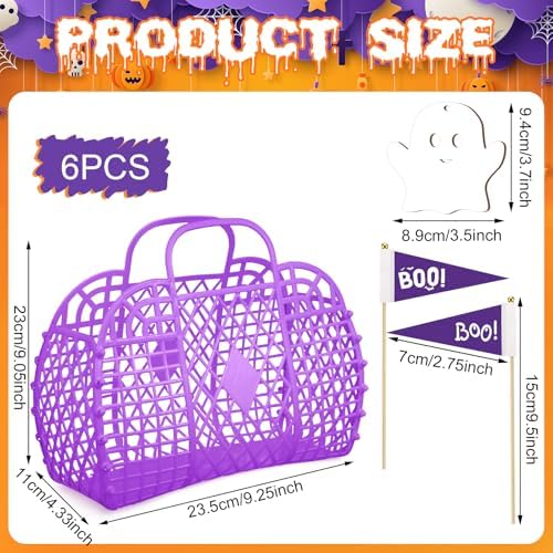 Gerrii 6 Pcs Halloween Boo Basket Treat Bags Party Favor