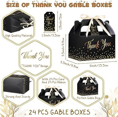 Qilery 24 Thank You Treat Boxes with Card and Ribbon 1