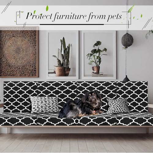 Newwiee 4 Pcs Waterproof Outdoor Cushion Covers with Moroccan Pattern