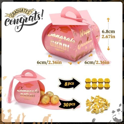 KPOSIYA Graduation Cap Candy Boxes 32 Pack
