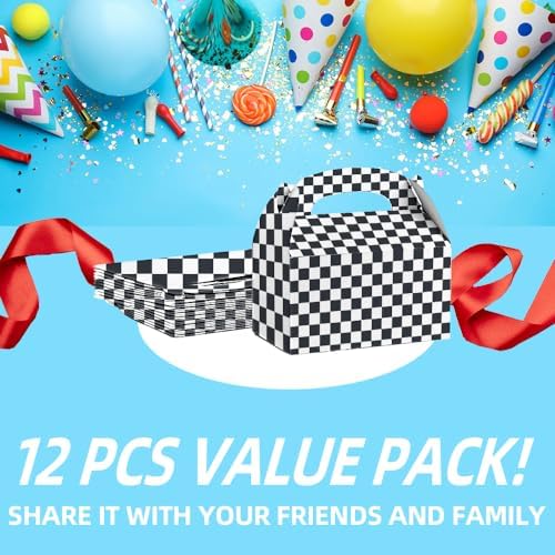 Keioy 16pcs Racing Flag Gift Bags Race Car Theme Party Favors