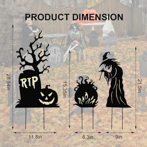 BRIGHTDECK Halloween Yard Signs 3 Pack Outdoor Decorations