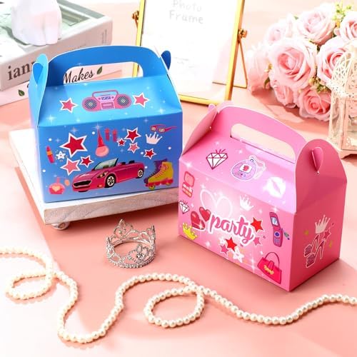 Motiskyy Blue Pink Goodie Bags 12 Pcs Gift Boxes with Handle