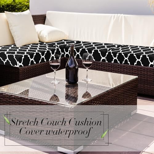 Newwiee 4 Pcs Waterproof Outdoor Cushion Covers with Moroccan Pattern