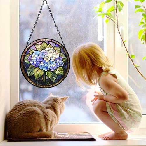 DASTOLL Stained Glass Window Hanging 78 in