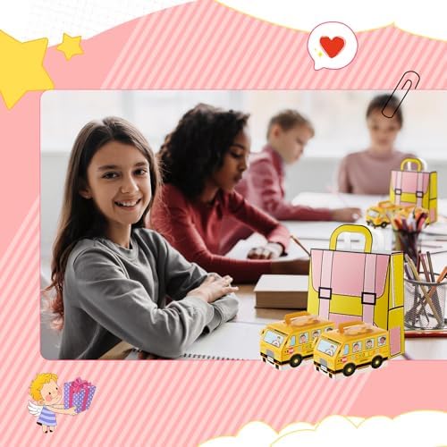 Weysat 36 Pcs School Bus Goodie Box and Backpack Bags Set