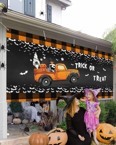 Halloween Bats Garages Door Cover 7x8ft with Hanging Ropes