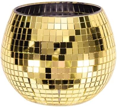 Gold Mosaic Glass Mirror Ball Planter