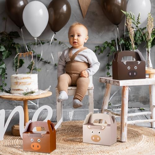Cholemy 24 Pcs Cow Print Treat Boxes for Cowboy Birthday Party Supplies