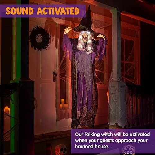 JOYIN 72 Inch Halloween Witch Decor Light Up Sound Activated