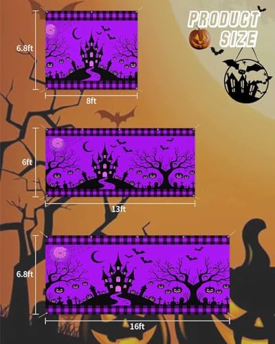 Halloween Castle Bat Garage Door Cover 7x8ft with Grommets