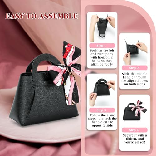 KAZIPA 12 Pack Faux Leather Gift Bags with Handle