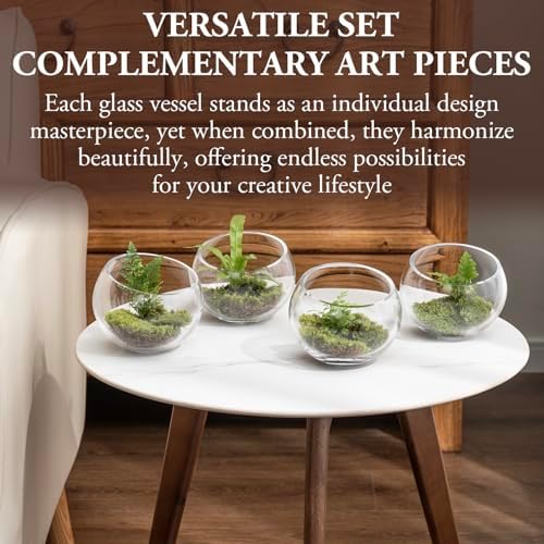 MyGift Premium Hotel Series 5 Inch Clear Glass Terrarium Set of 4