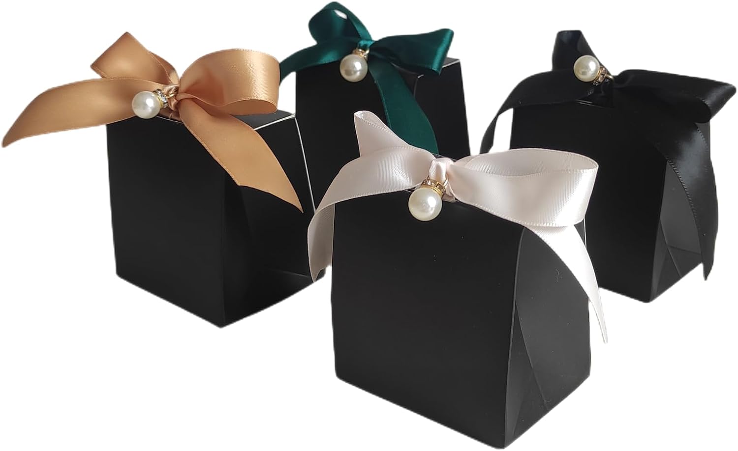 100pcs Gift Boxes with Gold Ribbon and Pearls