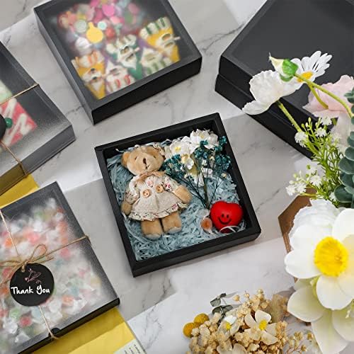 Roowest 50 pcs Rectangle Kraft Gift Boxes with Window Black 65x65x2 Inch